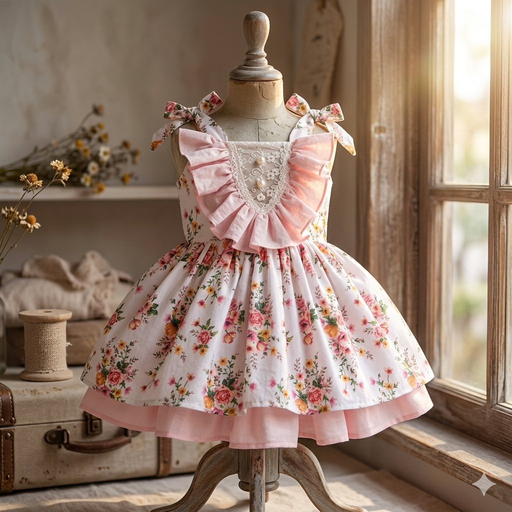 Vintage Floral Pink Dress