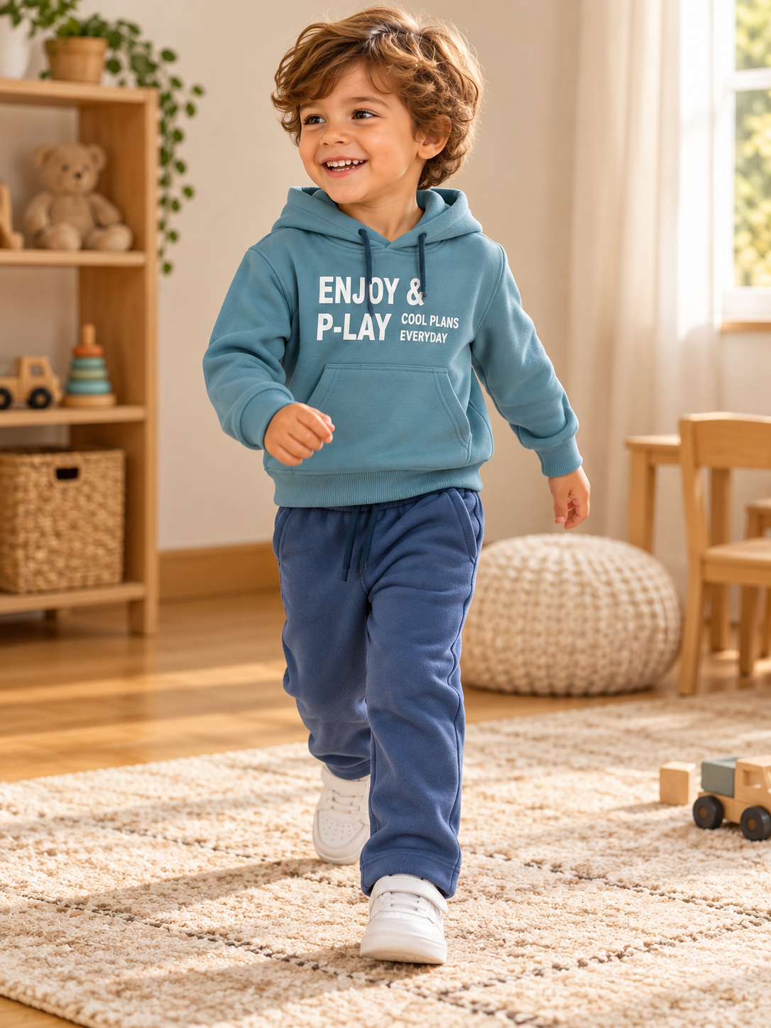 Boys Fleece Hooded Tracksuit - Teal | Blue