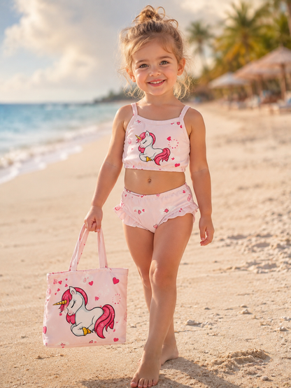 Girls Unicorn Swimsuit - 3 Pcs Set