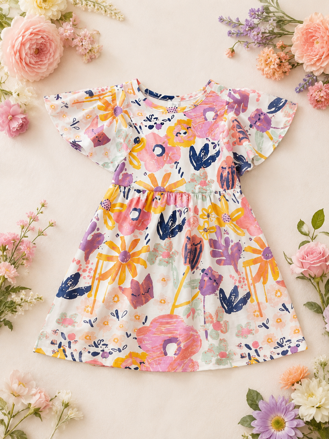 Ruffle Sleeve Dress – Graphite Floral