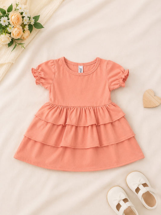 Tiered Ruffle Dress - Coral |2-9Y|