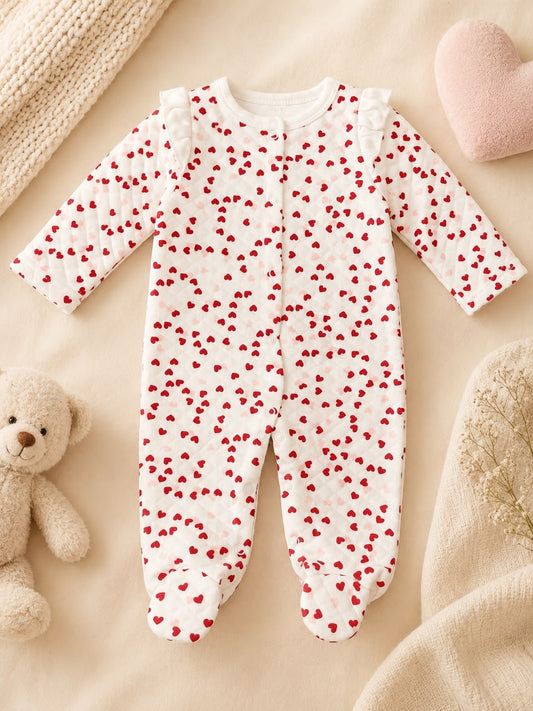 Red Heart Patterned Baby Overall