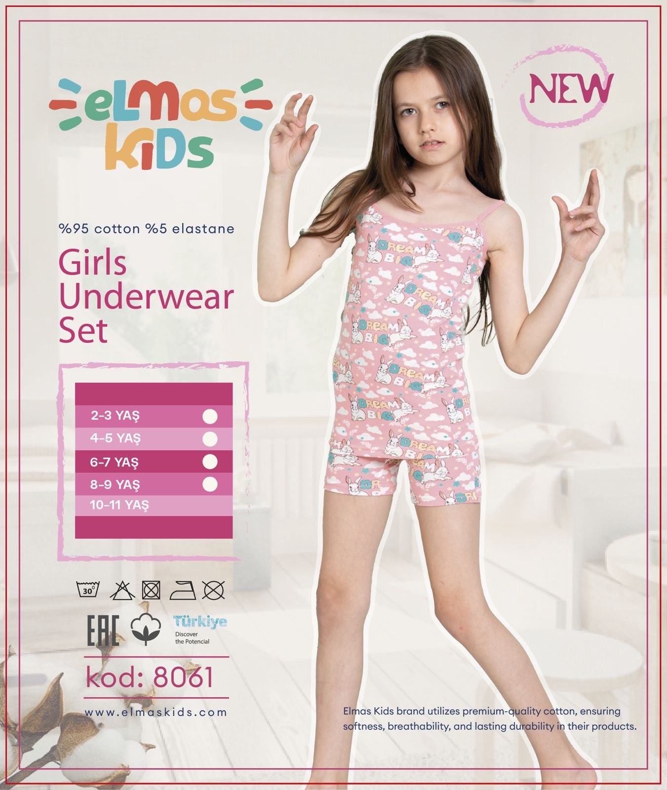 Girls Underwear Cotton Set - Rabbit Print