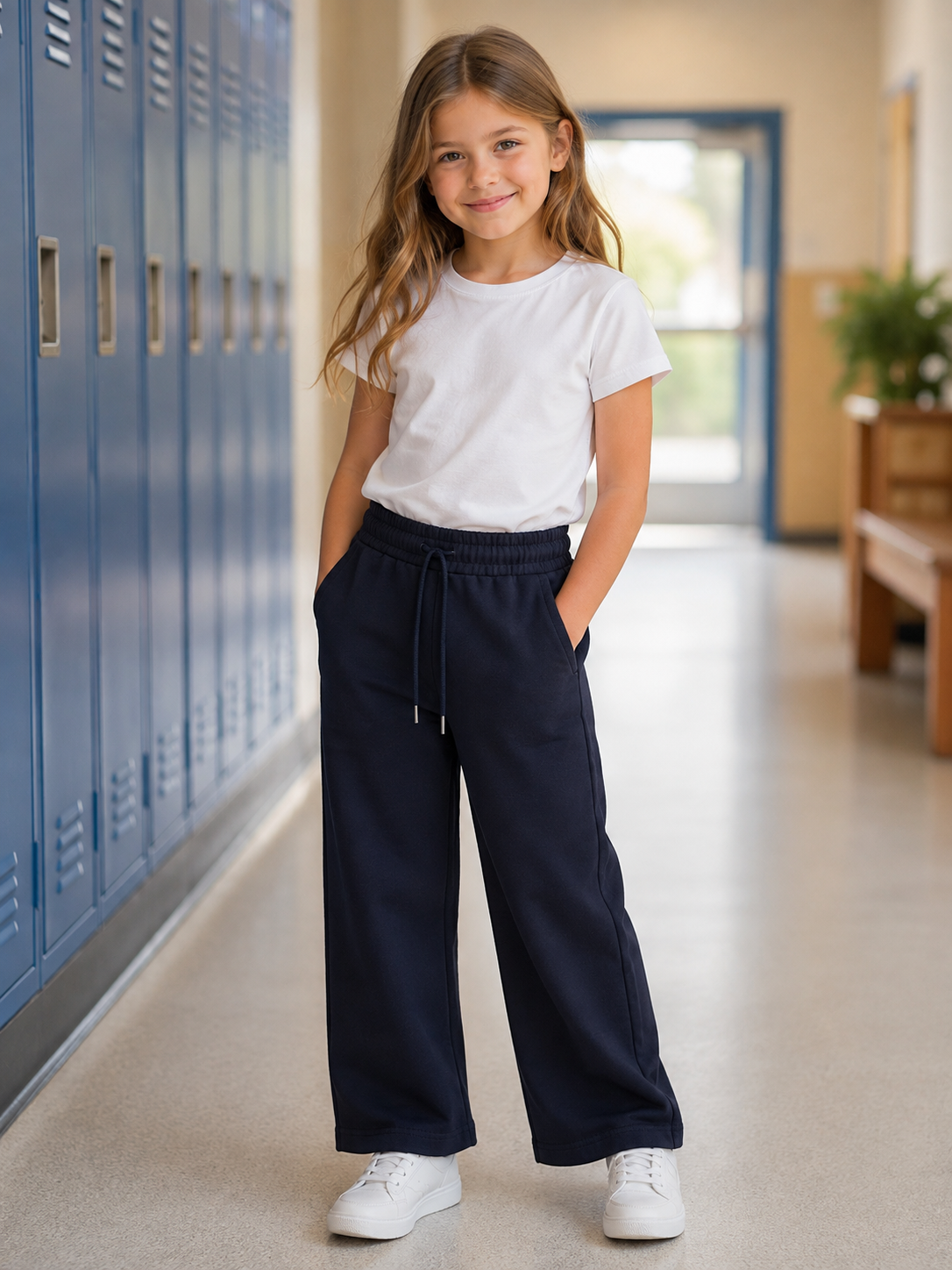Basic Navy Girls Sweatpants