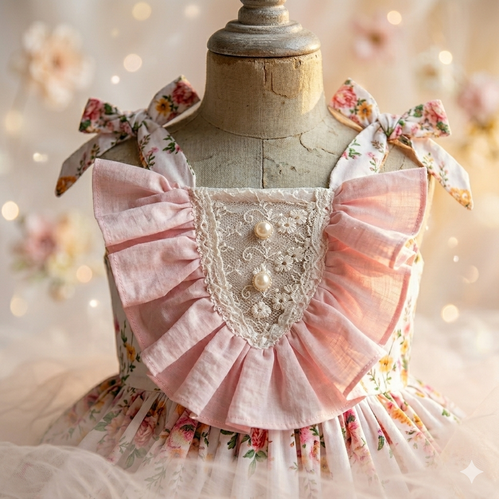 Vintage Floral Pink Dress