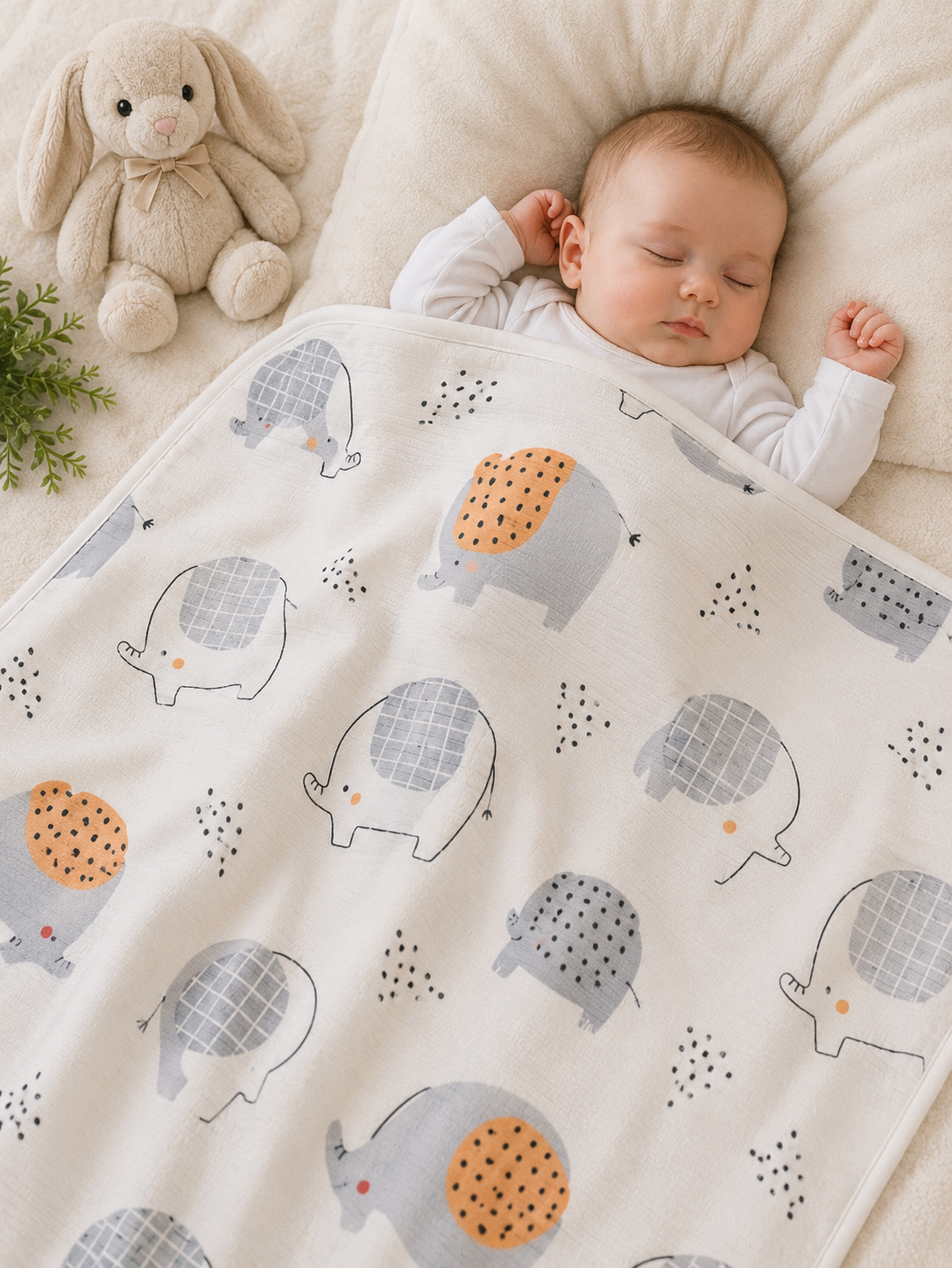 Baby Cotton Blanket | Swaddle Elephant Print