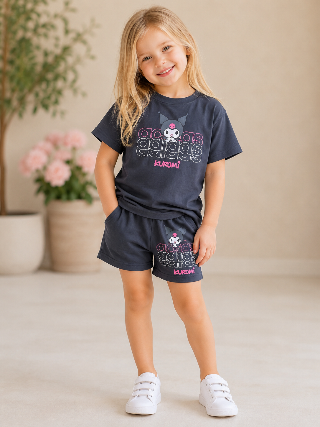 Girls “Kuromi” Cotton Shorts Set