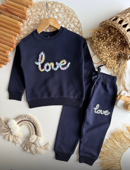 Girls Navy “Love” Tracksuit