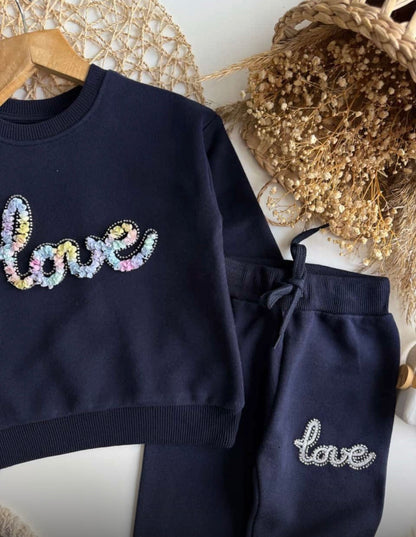 Girls Navy “Love” Tracksuit