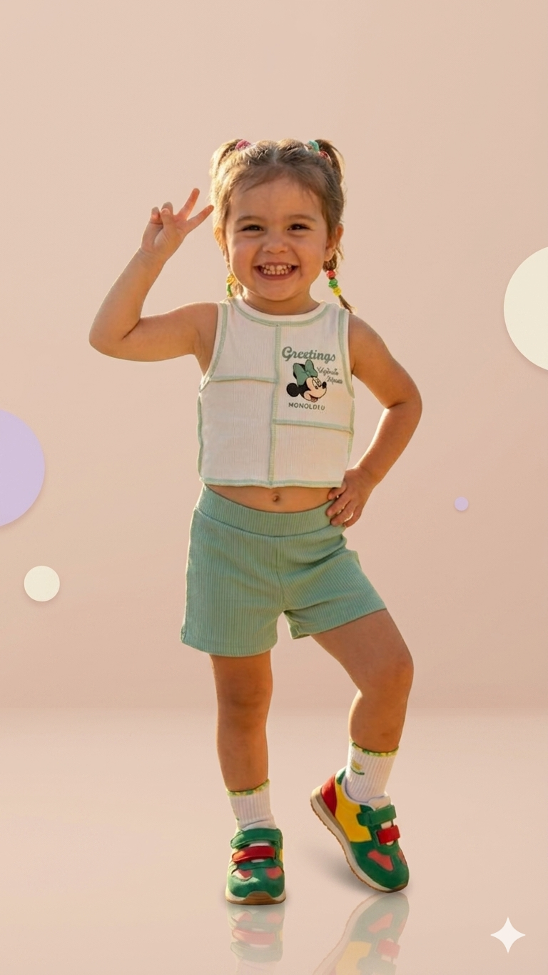 Girls Minnie Mouse Crop Tank & Shorts Set