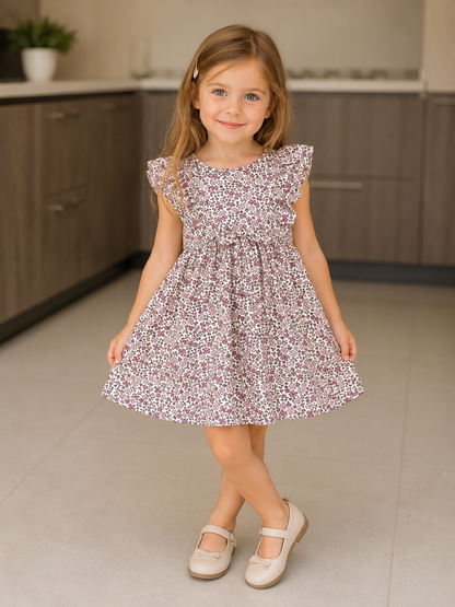 Floral Ruffle Dress - White