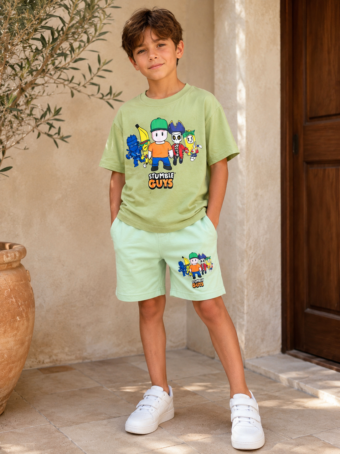 Boys Cotton Set - Green 3-10Y