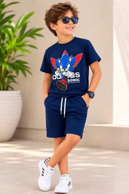 Boys “Sonic” Cotton Shorts Set