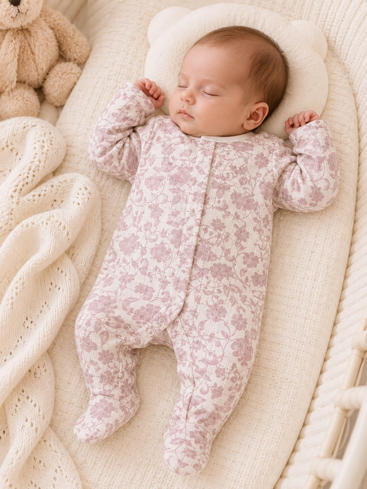 Floral Pink/Mauve Baby Girls Overall