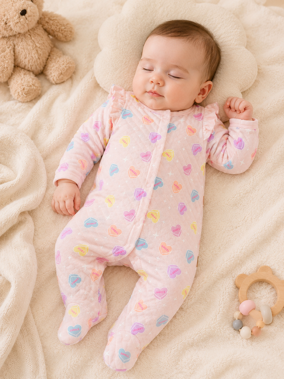 Candy Heart Print - Baby girl Overall