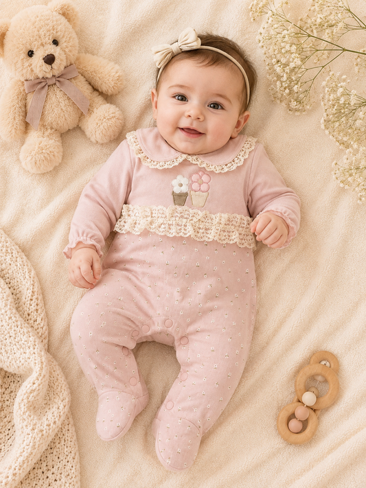 Vintage Meadow Nude Pink - Baby girls Overall