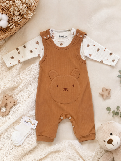 Baby 2-Piece Bear Long-Sleeve Overall Set + 🧦