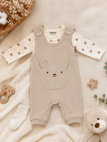 Baby 2-Piece Bear Long-Sleeve Overall Set + 🧦