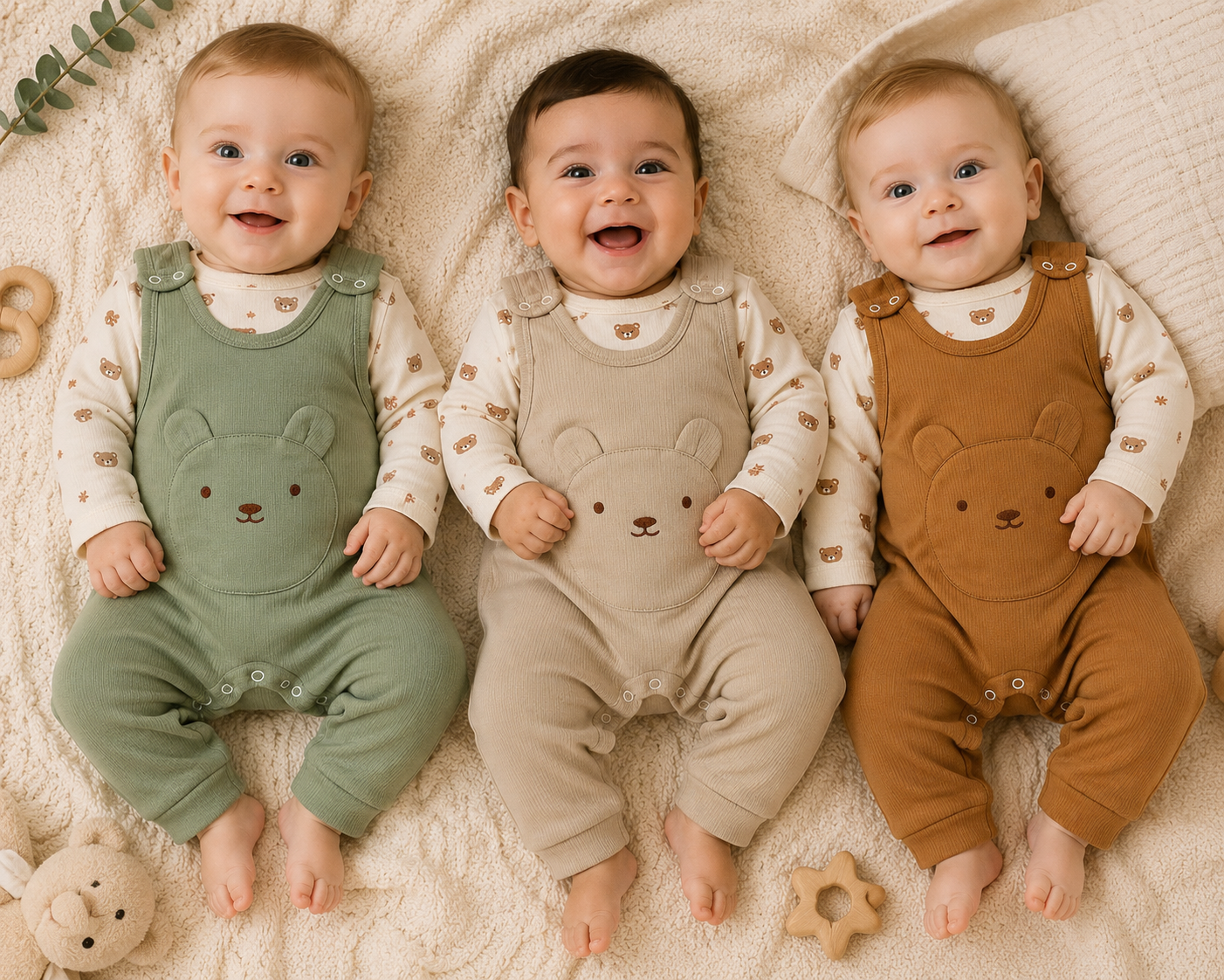 Baby 2-Piece Bear Long-Sleeve Overall Set + 🧦