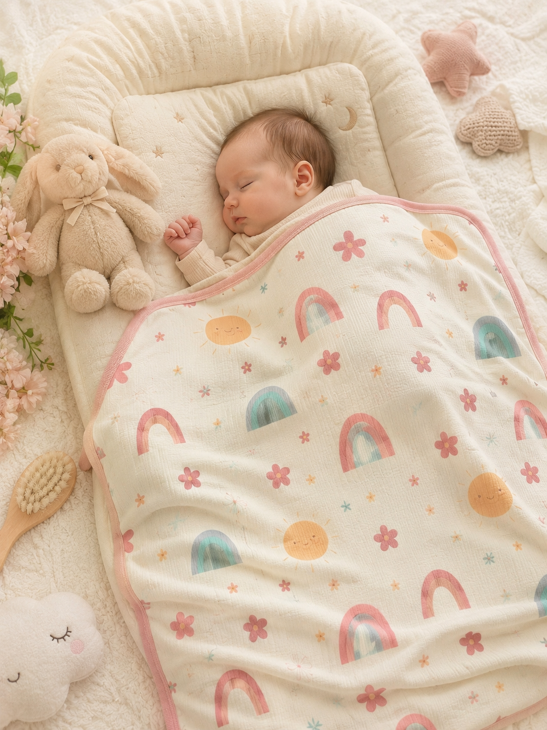 Baby Cotton Blanket | Swaddle Rainbow Print