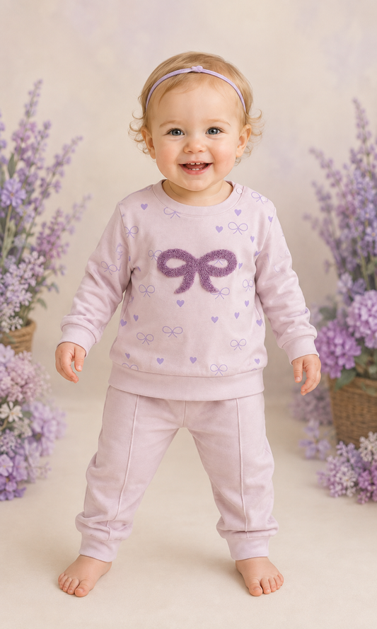 Lilac Sweet Bow Baby Set - cotton | Girls