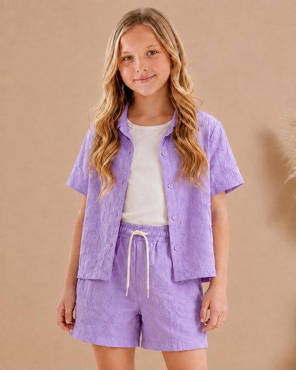 Girls Trendy 3-Piece Set - Purple