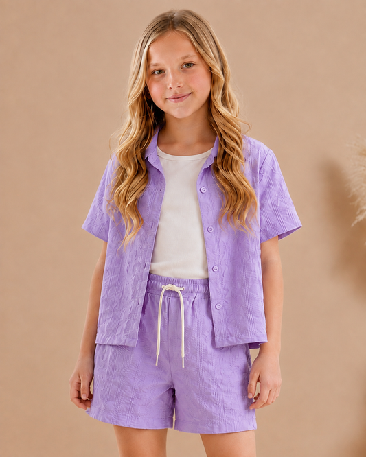 Girls Trendy 3-Piece Set - Purple