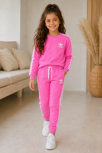 Adidas Girls Cotton Set - Fushia