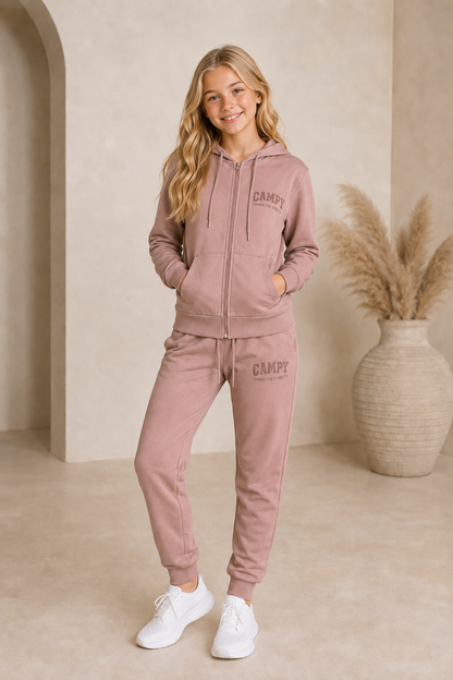 Girls “Campy” Tracksuit - Nude Pink
