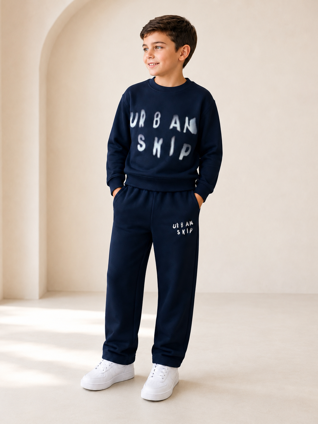 “Urban” Cotton Boys Tracksuit - Deep Navy