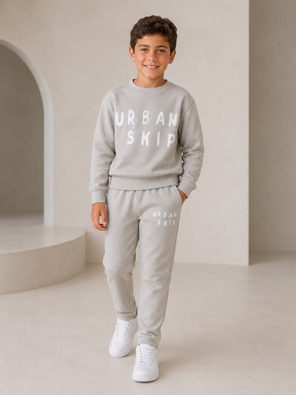 “Urban” Cotton Boys Tracksuit - Greige