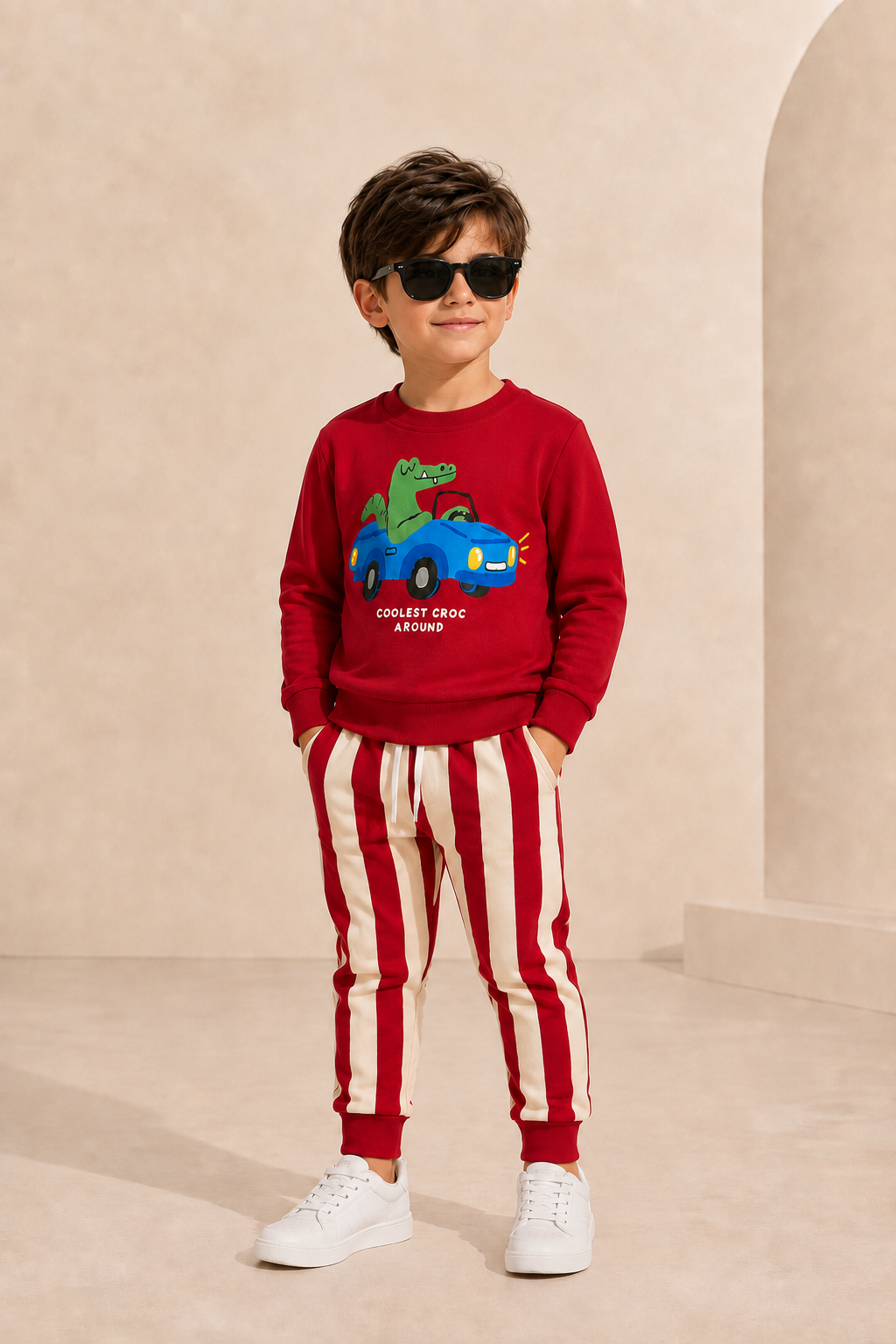 Boys “crocodile” Striped Set
