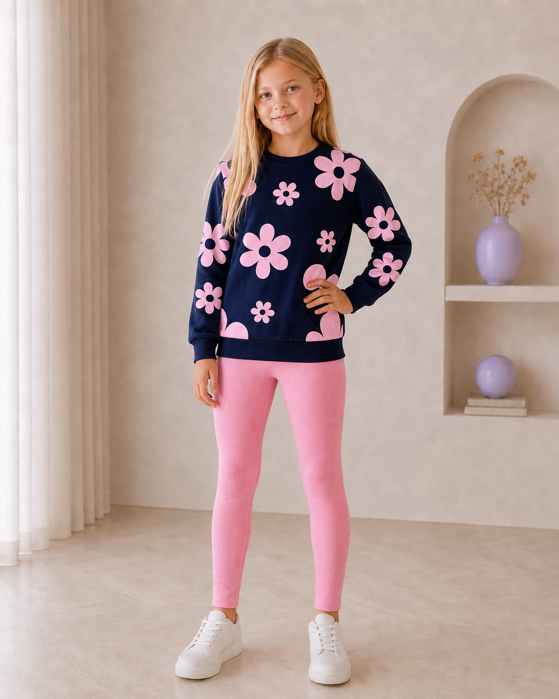 Girls GAP Leggings Set - Floral Pink