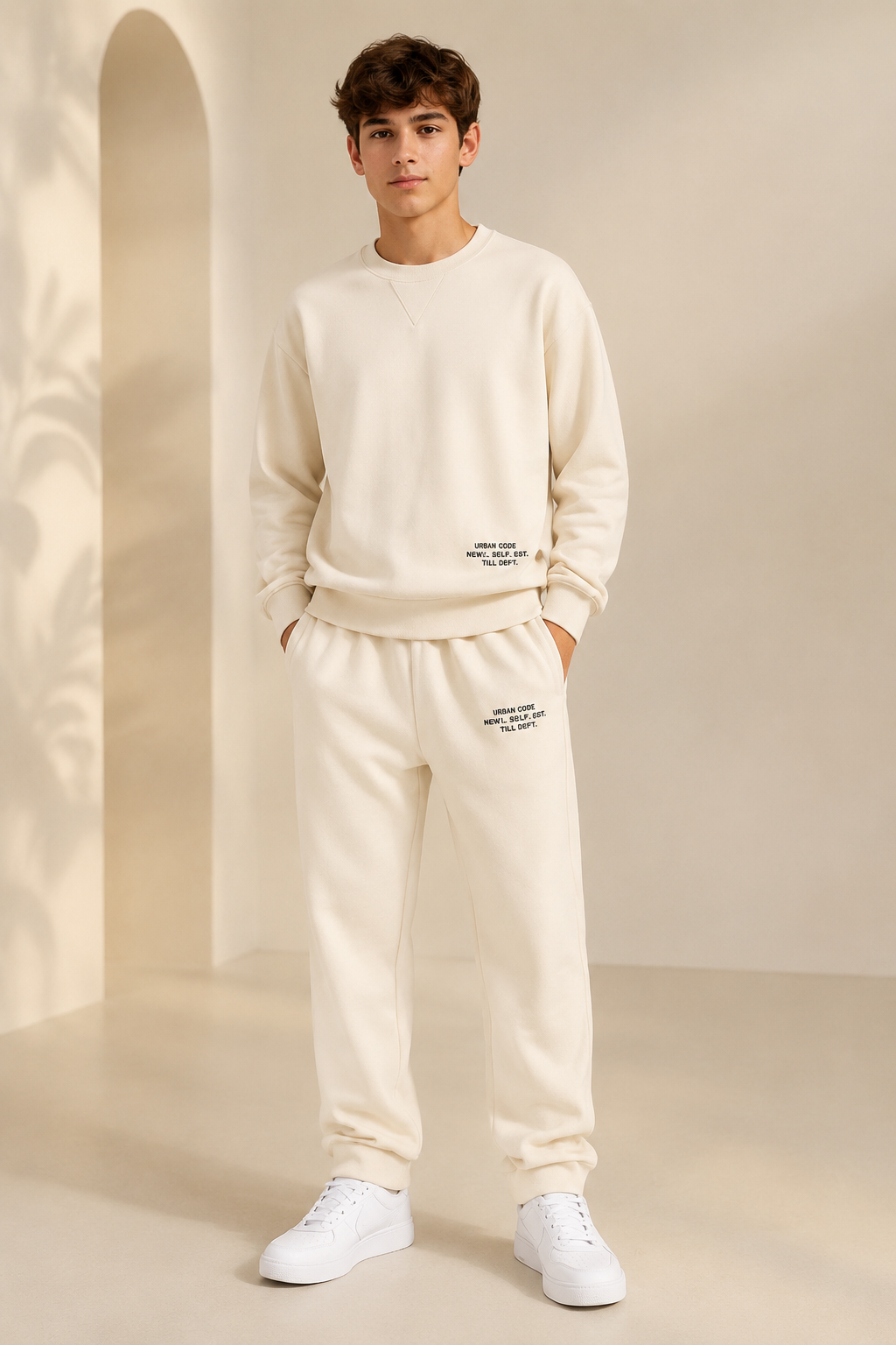 Classic Cream Cotton Boys Tracksuit