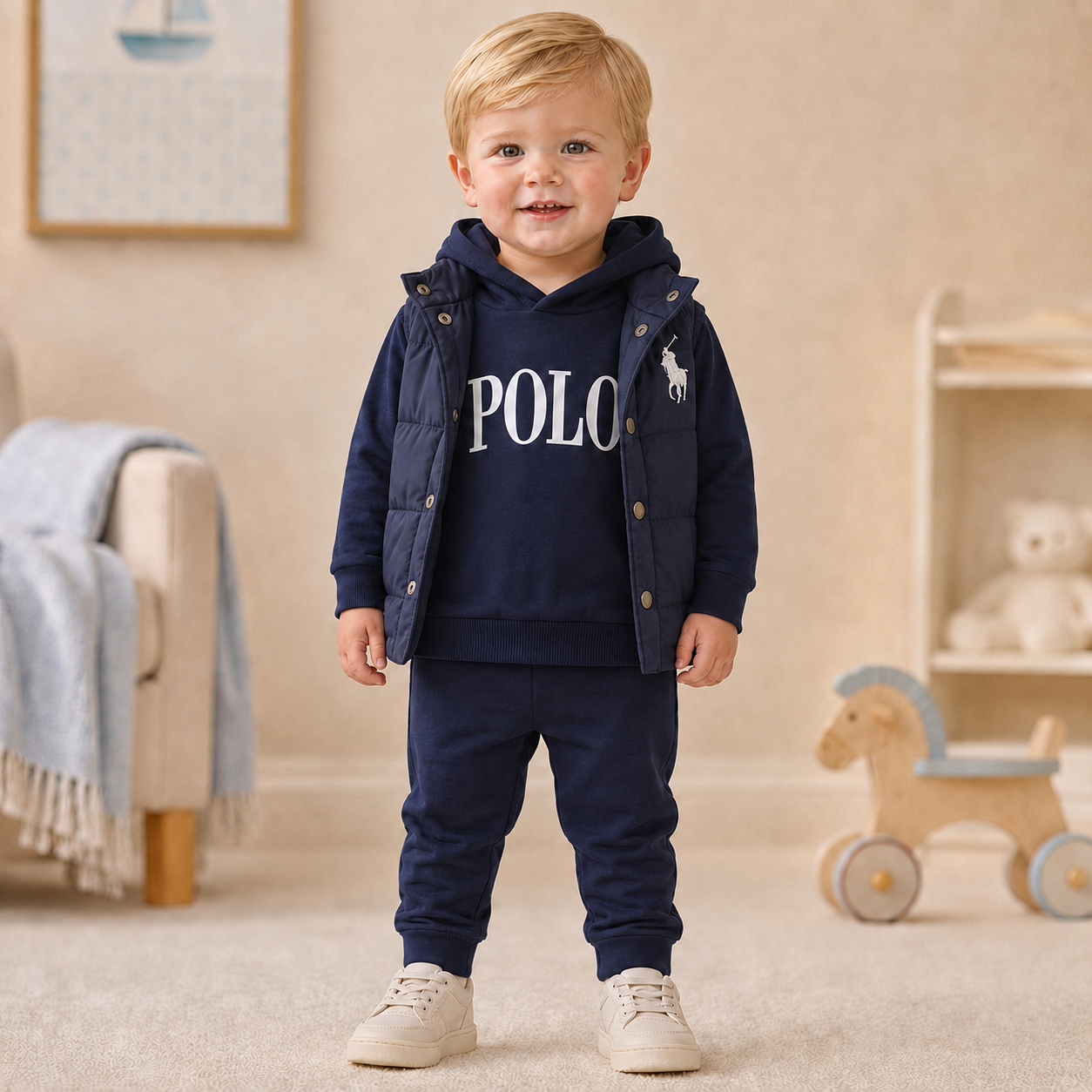 Boys Polo Cotton Set + Puffer Vest