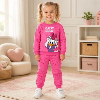 “Daisy Duck” Girls Cotton Set - Fushia