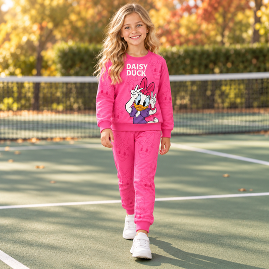 “Daisy Duck” Girls Cotton Set - Fushia