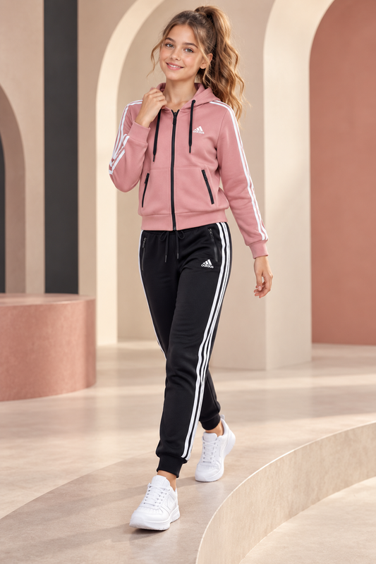 Girls “Adid” Fleece Tracksuit - Pink