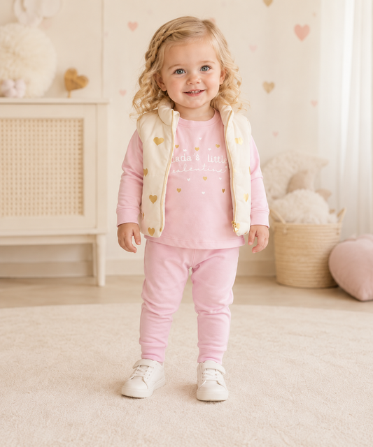Girls Heart Cotton Set + Puffer Vest