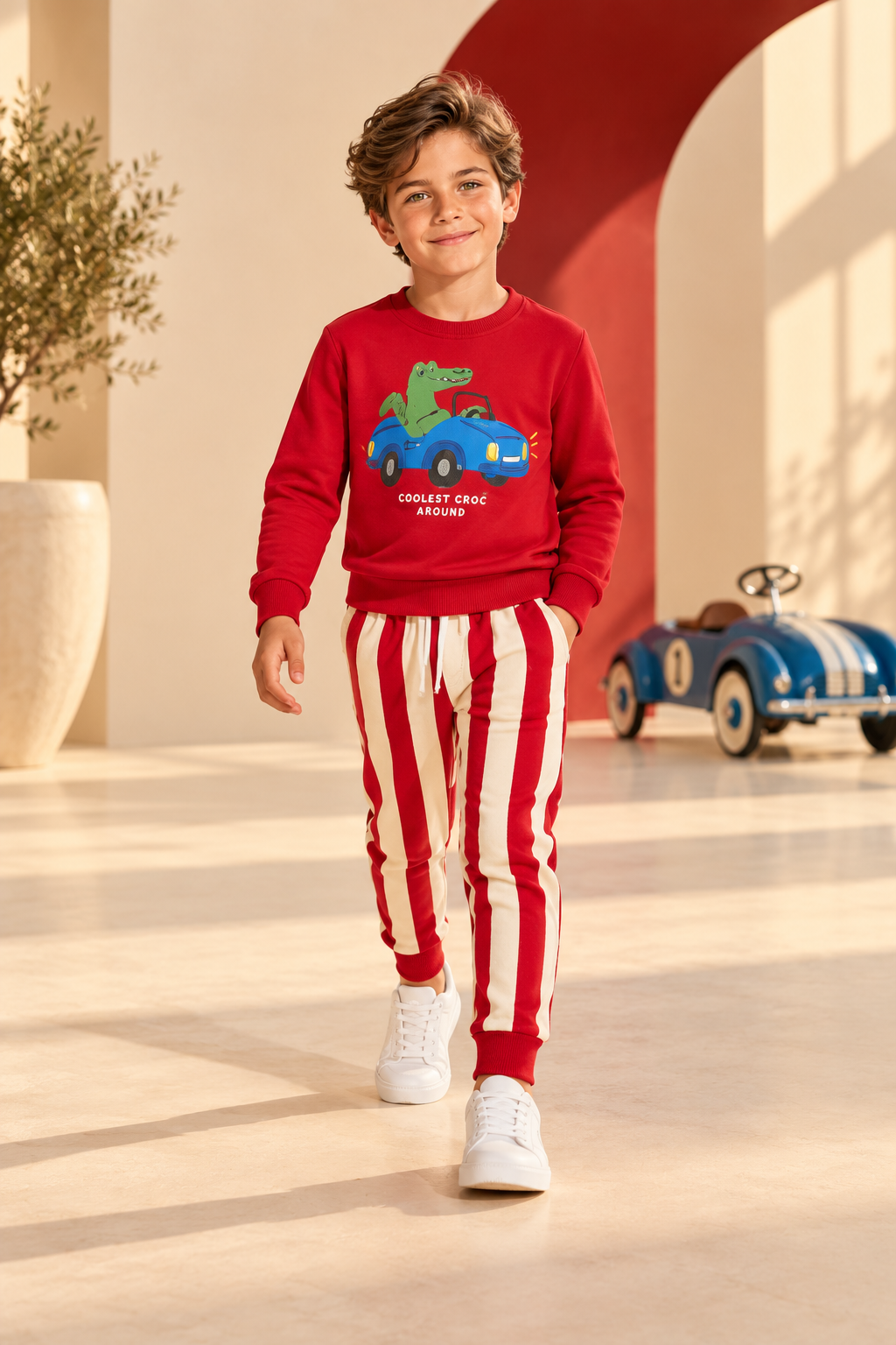 Boys “crocodile” Striped Set