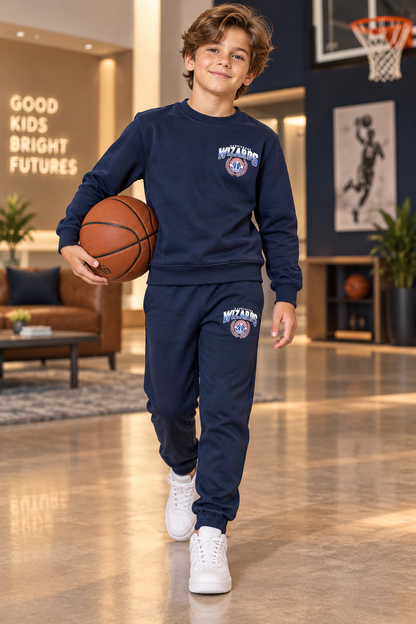 Boys “Wizard” Fleece Navy Tracksuit