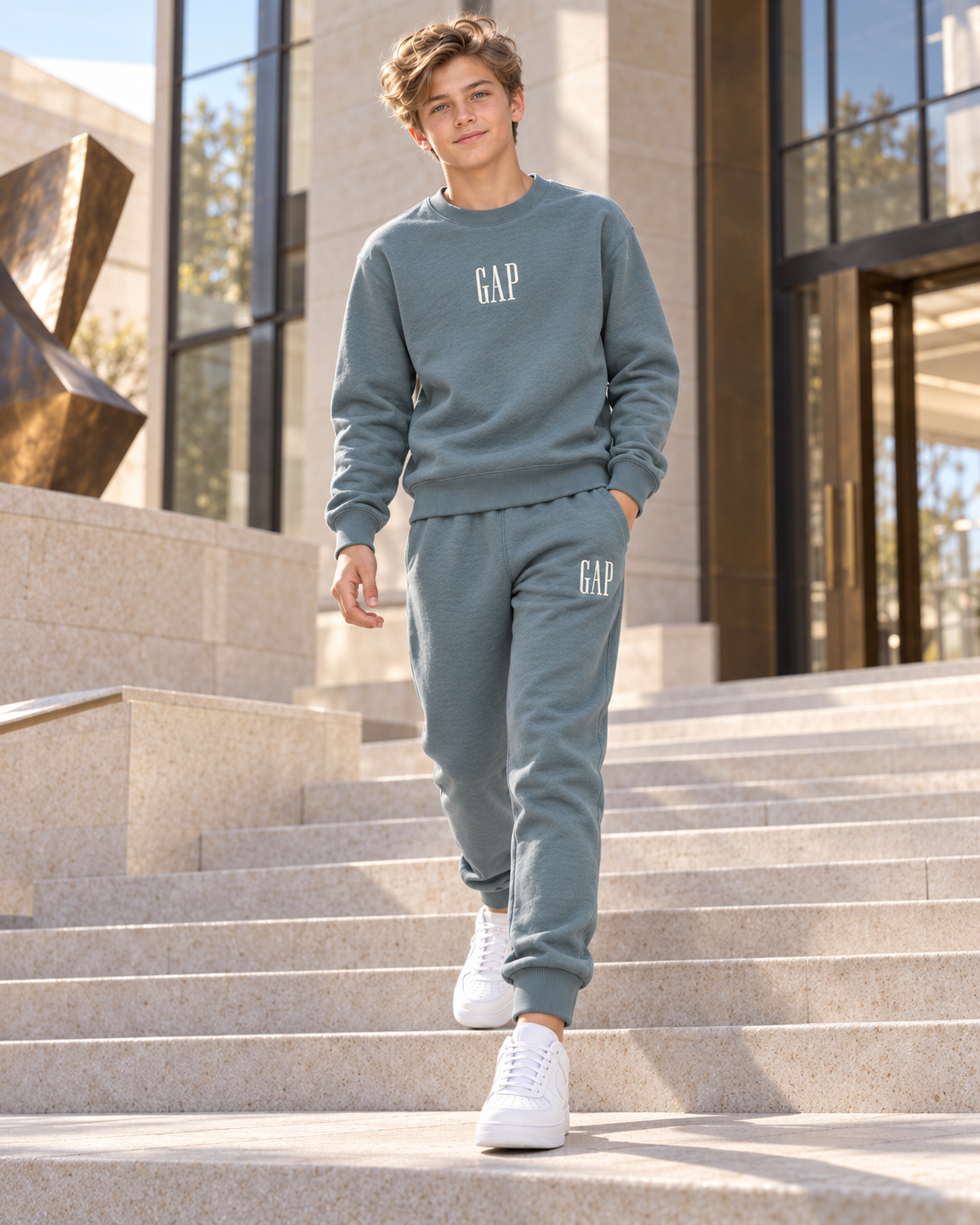 Boys Basic Winter Set (French terry ) - Mint Grey / Unisex