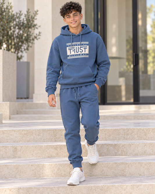 “Essential Trust” Boys Blue Fleece Hooded Set