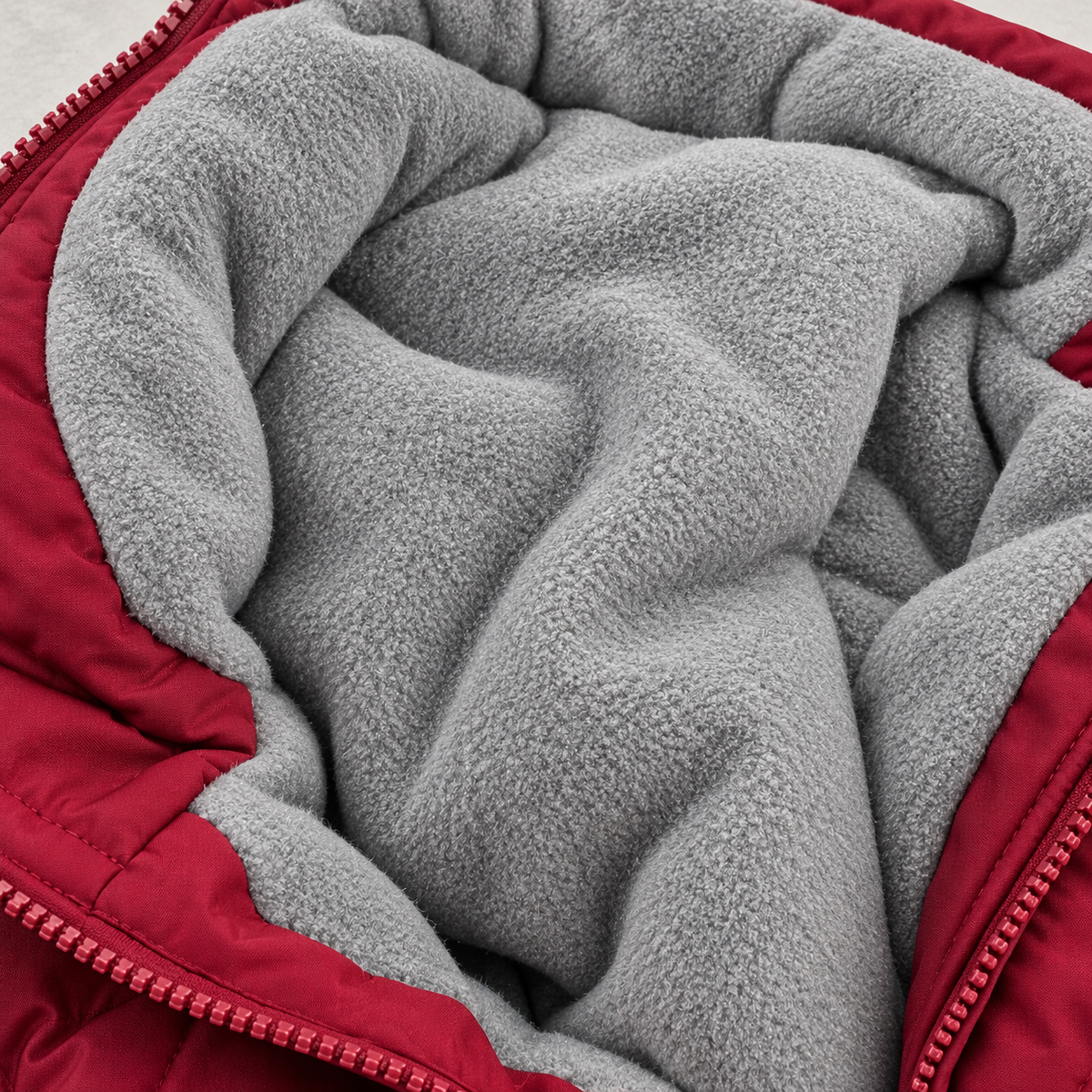Red winter Jacket - Fleece with Zipper | Unisex Boys - Girls