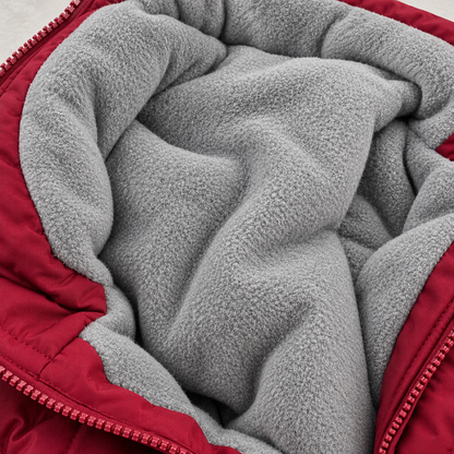 Red winter Jacket - Fleece with Zipper | Unisex Boys - Girls