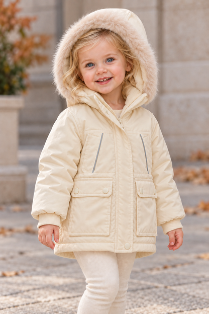 Cream Winter Jacket - fleece with Zipper - Unisex | Girls - Boys