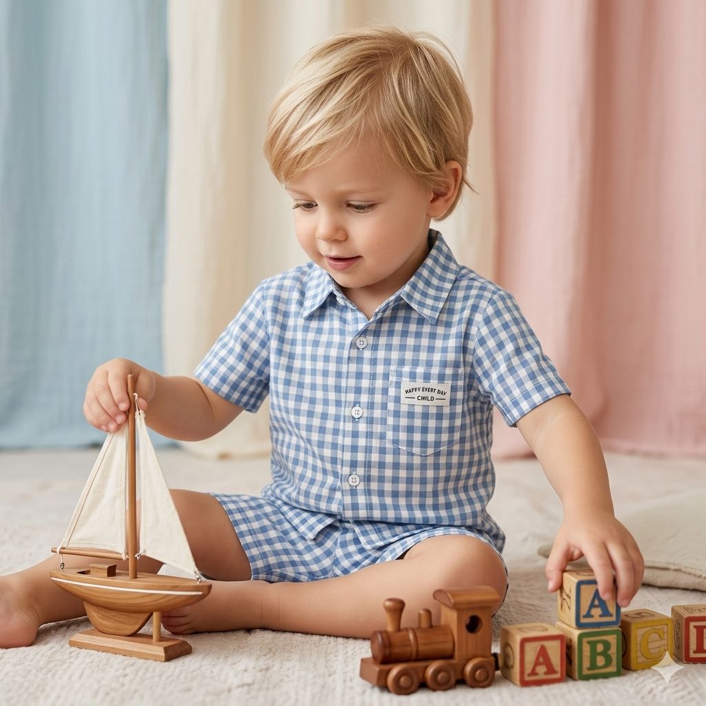 Boys Gingham Check Shirt & Shorts Set