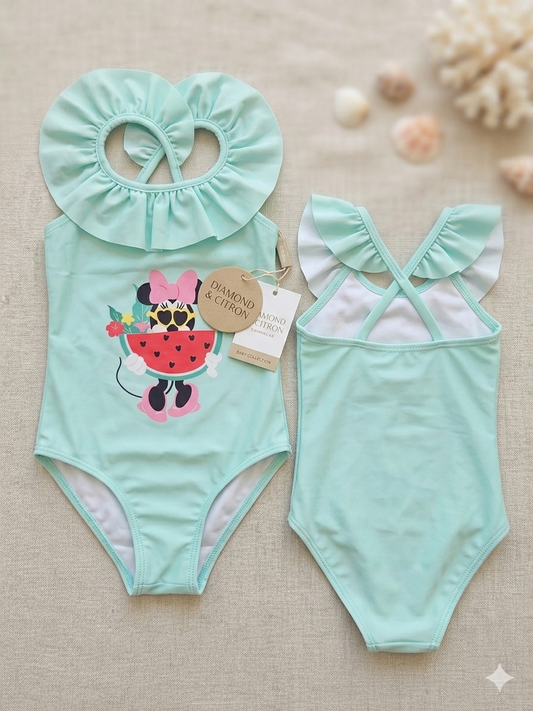 Girls Mint Minnie Swimsuit