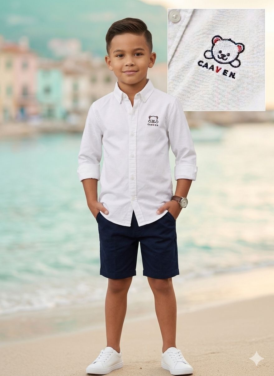 Boys Embroidery White Shirt