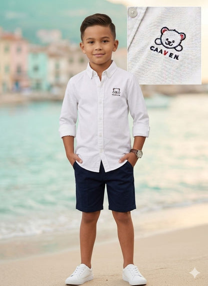 Boys Embroidery White Shirt